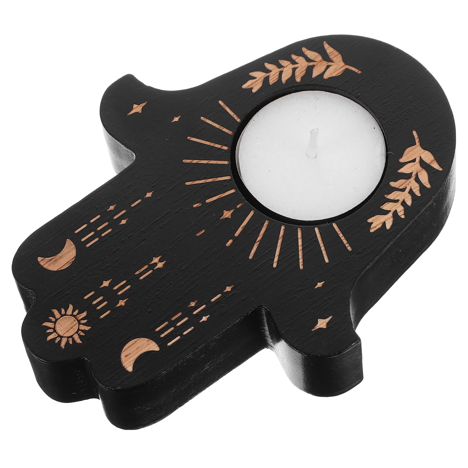 

1pc Wooden Tealight Holder Resistant Small Stand Decoration For Wedding Party Garden Home Elegant Style