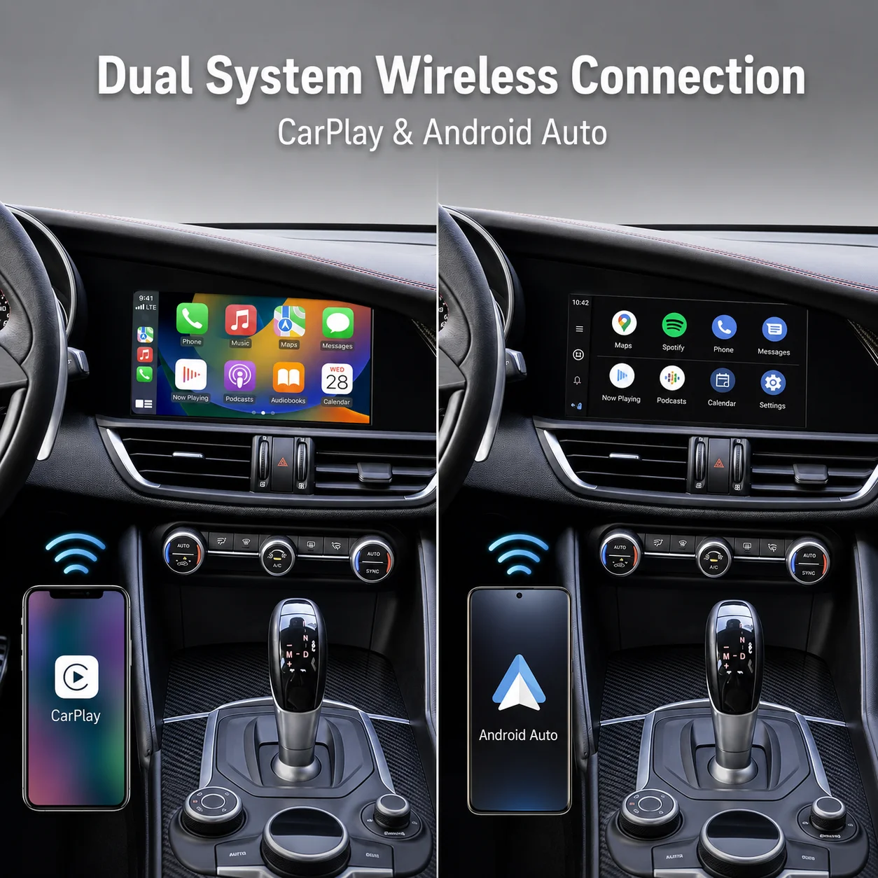 Wireless CarPlay Android Auto Module For Alfa Romeo Giulia Stelvio 2017-2019 8.8/6.5 Inch Screen Mirror Link GPS Rear View Cam