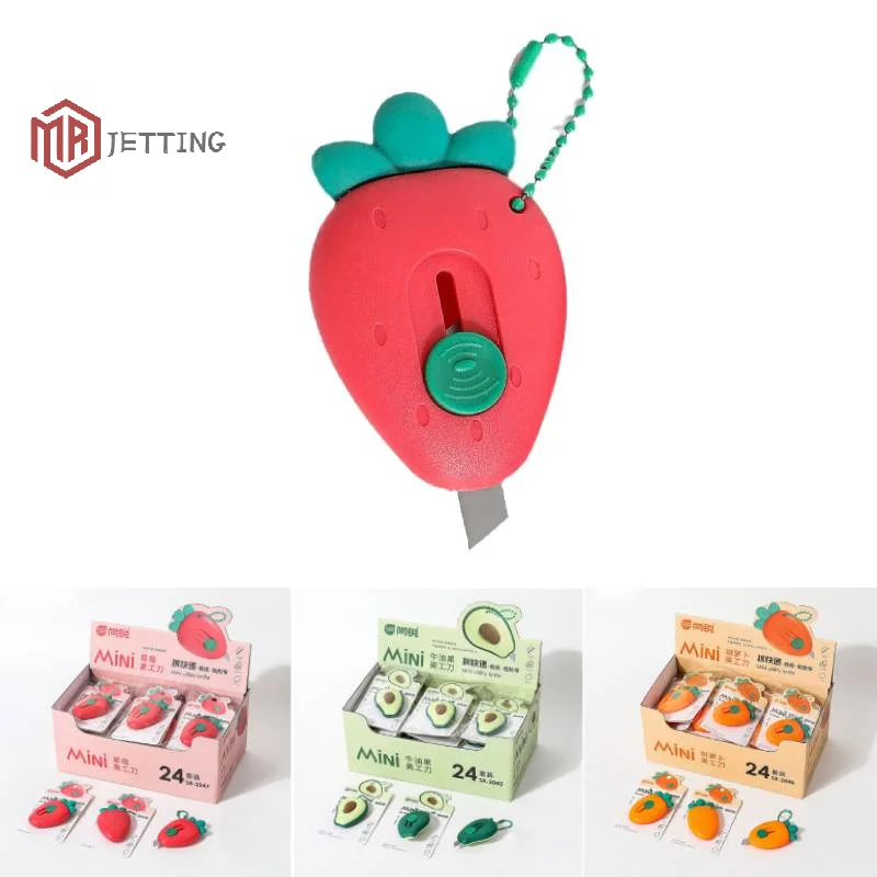 1/3 قطعة لطيف المحمولة البسيطة الأفوكادو الفراولة الجزرة الفن سكّين متعدّد الاستخدامات اكسبرس صندوق سكين الة قطع الورق أدوات التغليف الحرفية #1