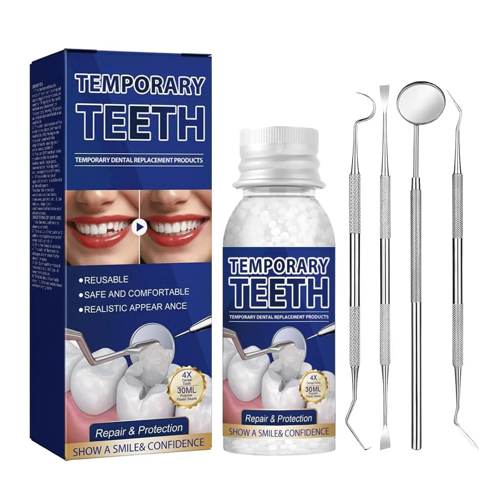 

Temporary Tooth Repair Beads Thermal Glue Gap Filling Kit for Broken Teeth, Home & Dental Clinic Use