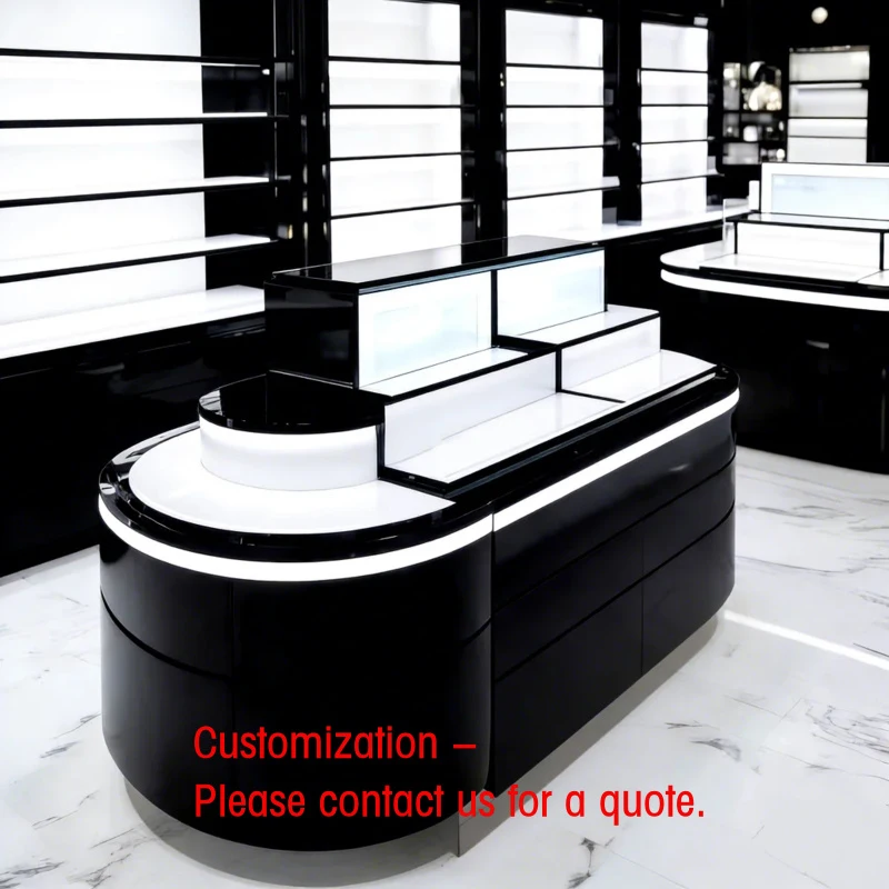 custom.Modern Luxury LED Recyclable Customizable Step Shelf Makeup Display Retail Showcase Premium Stainless Steel