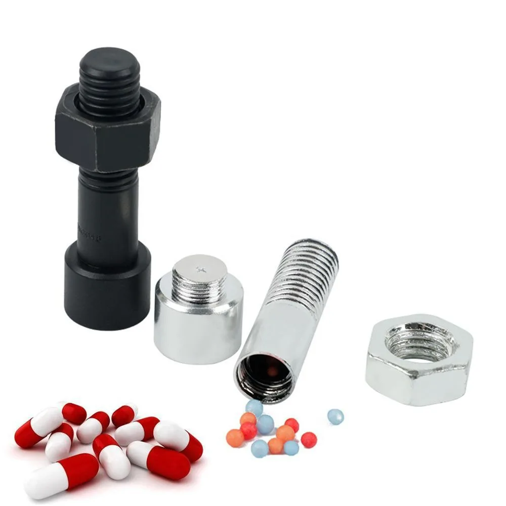 Screw-Shaped Hidden Storage Box - No Nut Design Safe Storage for Valuables/Medicines Concealed Secret Stash Container