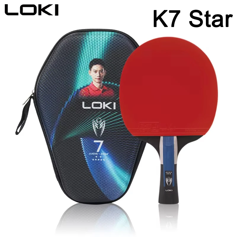 Raqueta de tenis de mesa LOKI KIRIN K7, raqueta de Ping Pong prefabricada de fibra de carbono con goma de tenis de mesa RXTON 3 Pips-in aprobada por ITTF