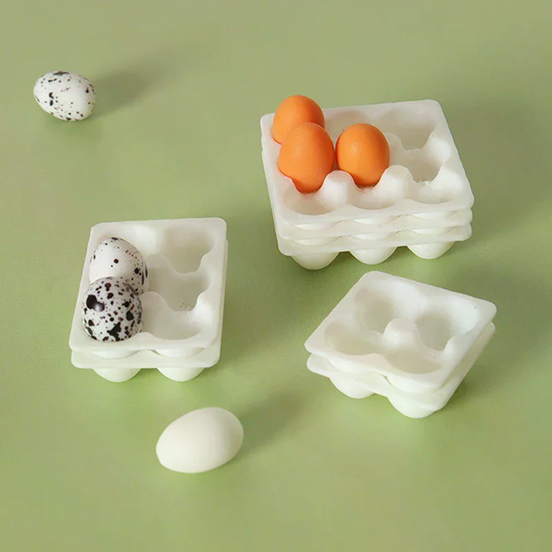 Plateau à œufs Miniature pour maison de poupée, modèle de boîte à œufs, cuisine, œufs, décoration alimentaire, maison de poupées, accessoires de décoration de scène de vie, 1/12