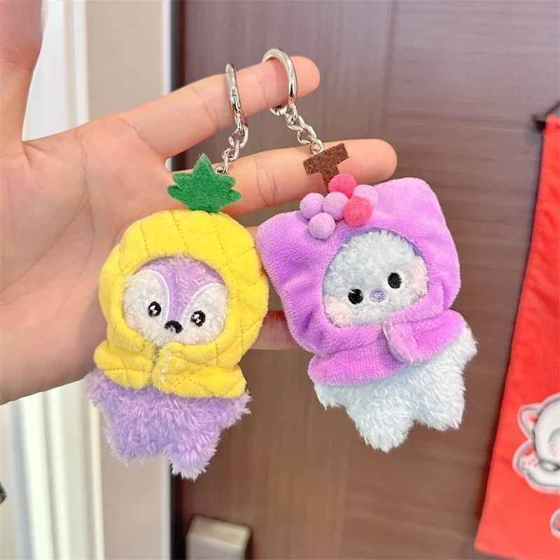 Kawaii BT21 Fruit Head Cover Series Plush Toy Keychain Pendant Cute Doll Decoration CHIMMY COOKY KOYA TATA Anime Gift Toys view 6