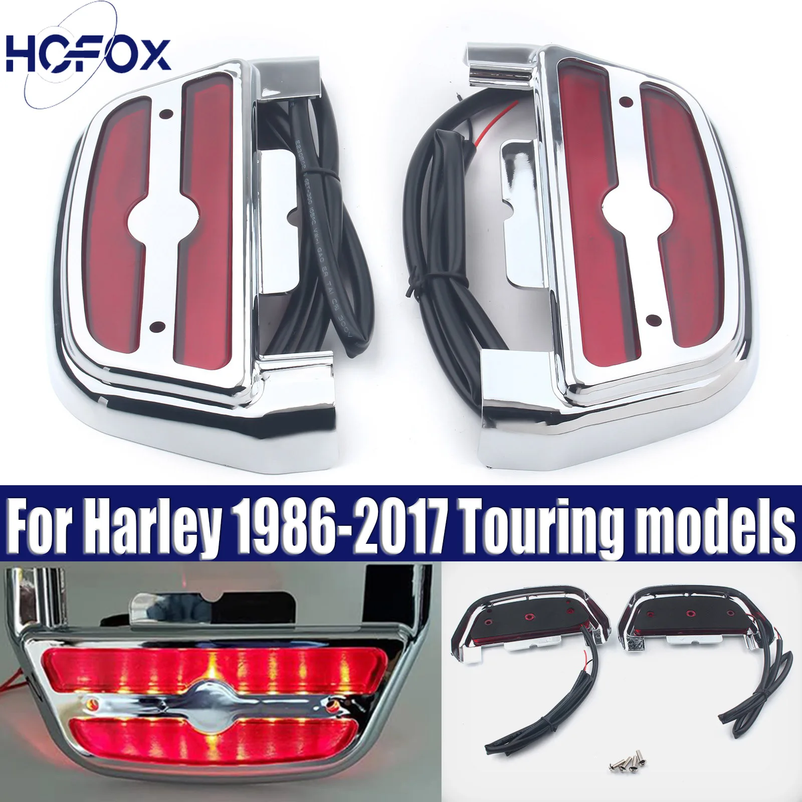 

For Harley 1986-2017 Touring models Motorcycle Accessory LED Light Rear Foot Rests Passenger Footboard Floorboard Covers