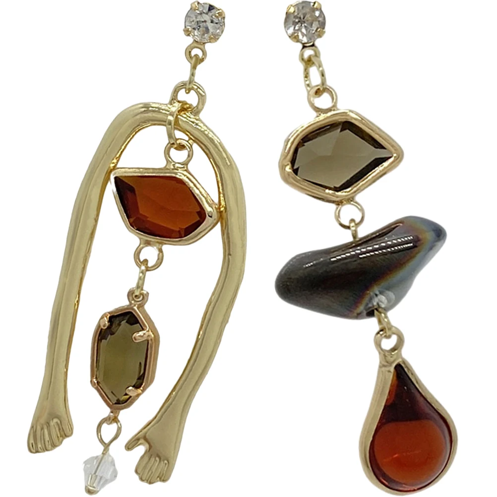 

Asymmetrical Earrings For Women Girls Trendy Dangle Alloy Creative Fashionable Lightweight Elegant Unique Art Ear Jewelry Decor