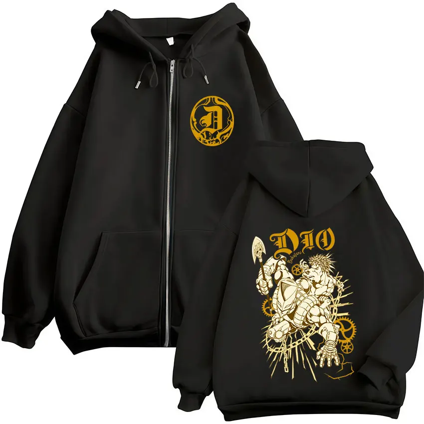 

Толстовки на молнии с капюшоном в стиле аниме Jojo Bizarre Adventure Dio Brando, мужские и женские толстовки на молнии с капюшоном, модные куртки, пальто, уличная одежда