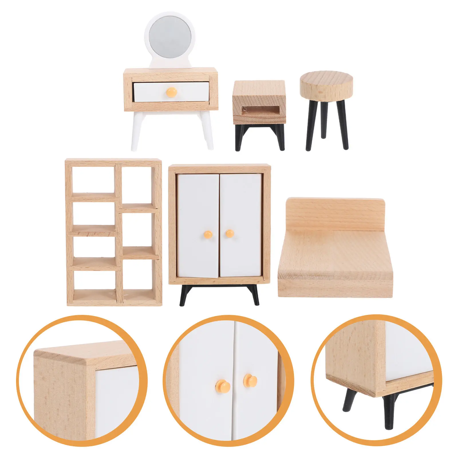 

1Set Miniature Bedroom Furniture Elegant Charming Realistic Design Creative Play Portable Mini House Accessories Educational