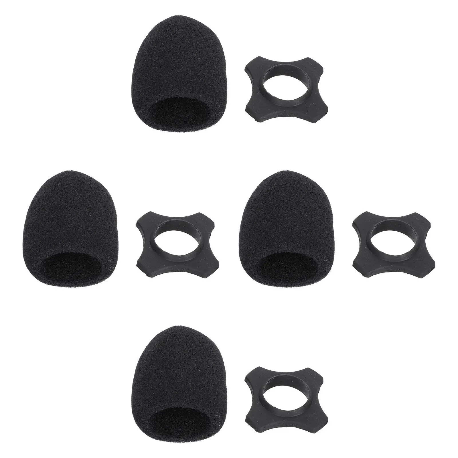 

4Sets Useful Mic Accessory Sponge and Rubber Combo Wind Noise Reduction Cover for Microphone Anti-Fall Protection for Conference