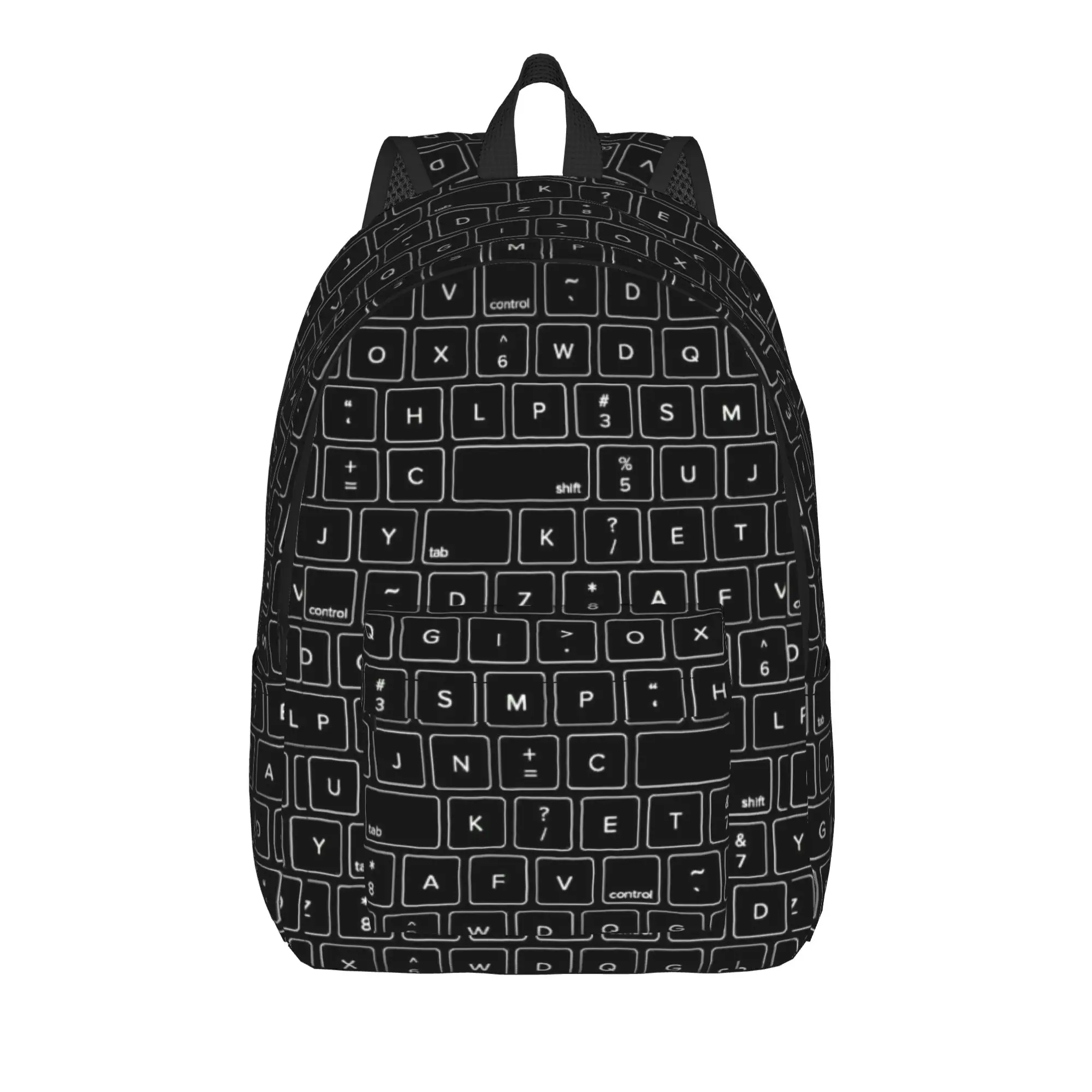 Black Geometric Texture Backpack Unisex  Pattern Backpacks Polyester Casual High School Bags Travel Colorful Rucksack