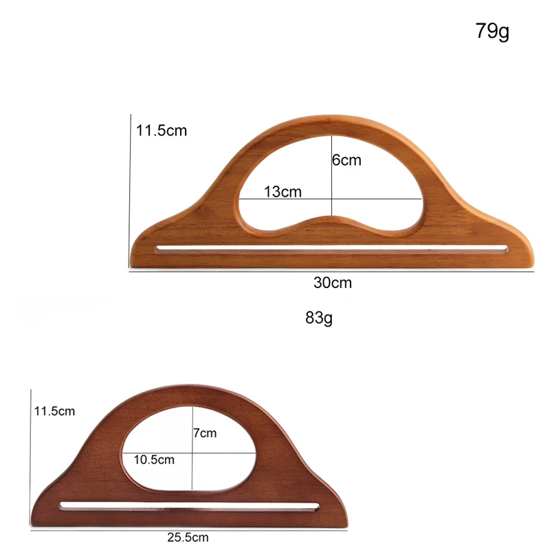 2PCS Natural Solid Wood Wallet DIY Knitted Bag Hanger Handle D Shape Wooden Beach Bag Straw Bag Handle Replacement