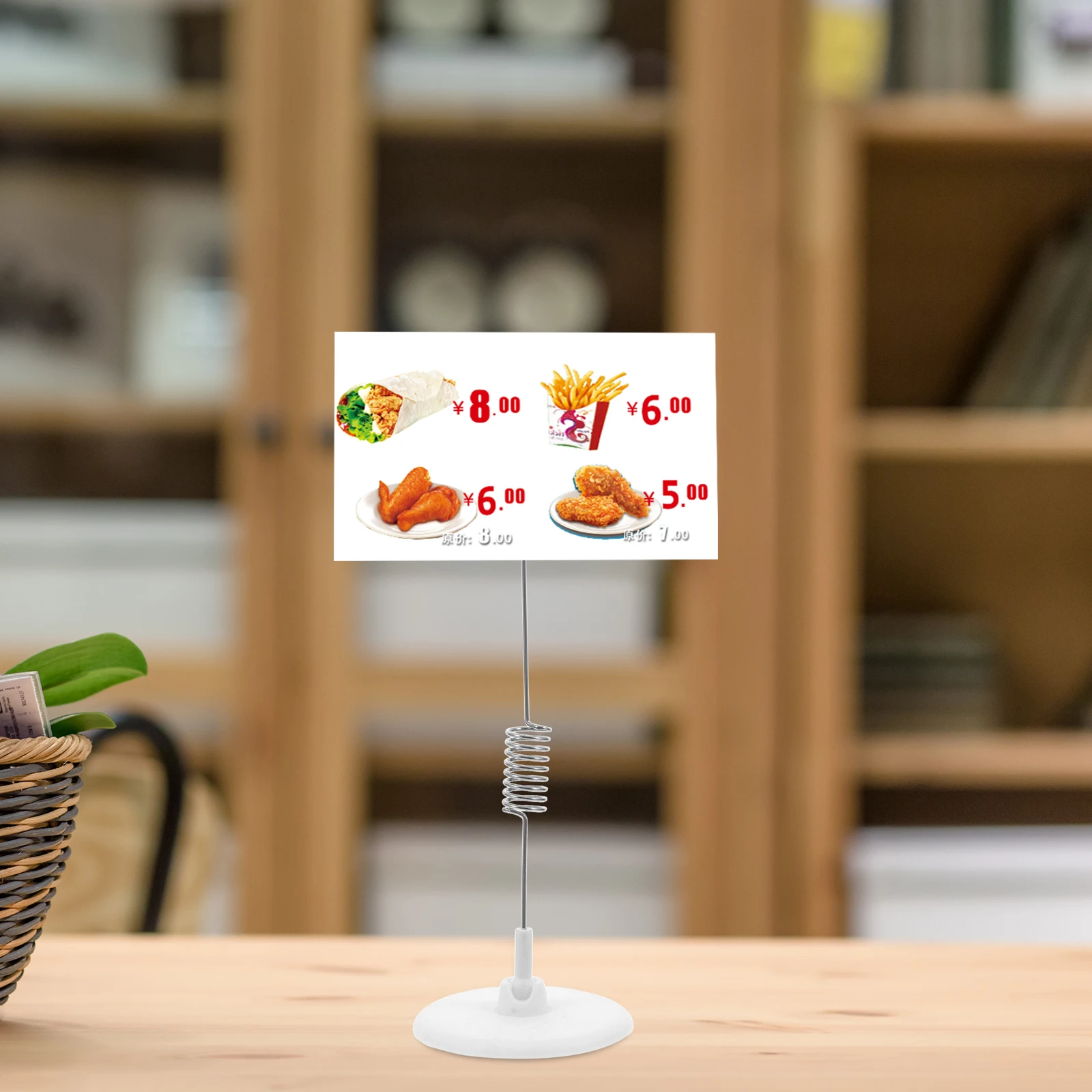 Sticky Swing Clip Display Signs Poster Stand Menu Adhesive Label Holder untuk Tag Rak Ritel