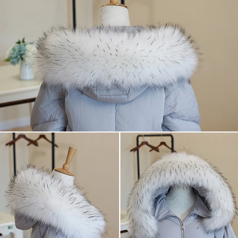 Winter Faux Fur Collar Gradient Color Thicken Warmer Fur Collar Shawl For Women Men Parkas Down Coat Jackets Hood Fur Warm Scarf