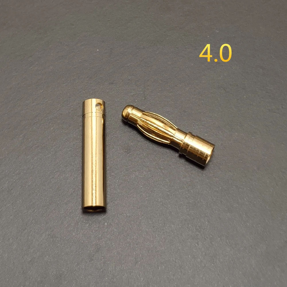 100 Stück 2/3,5/4 mm vergoldete Bananen-Rundstecker, männlich-weiblicher Stecker mit schwarzem Schrumpfschlauch für RC-Batterie, ESC-Motorteil – Detail 5