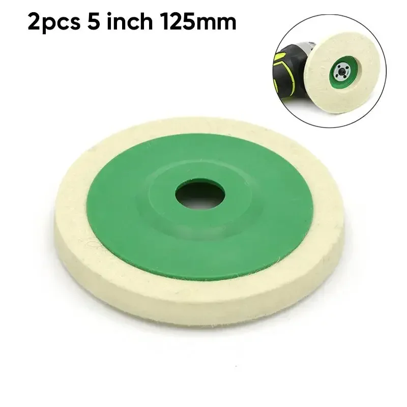 2pcs 5 Inch 125mm Wool Felt Buffing Polishing Wheel Pad Angle Grinder Wheel Felt Polishing Disc For Metal Marble Glass Ceramics