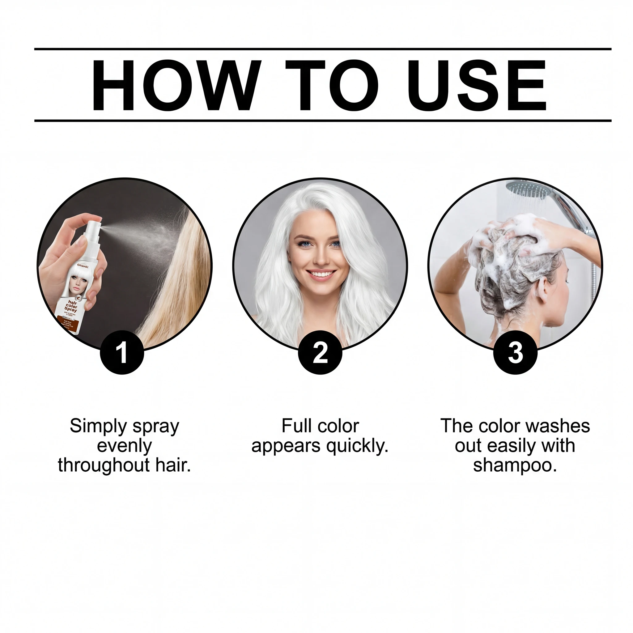 Temporary White / Green Hair Spray Fashion Bright Hair Styling Spray Light Non Stain Clothes Long Lasting Fresh Look Washable image 6