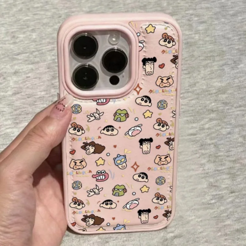 فاخر لطيف الكرتون تلوين شين تشان Nohara Misae Nohara Hiroshi حافظة هاتف جلدية آيفون 12 13 14 15 16 17 برو ماكس غطاء #1