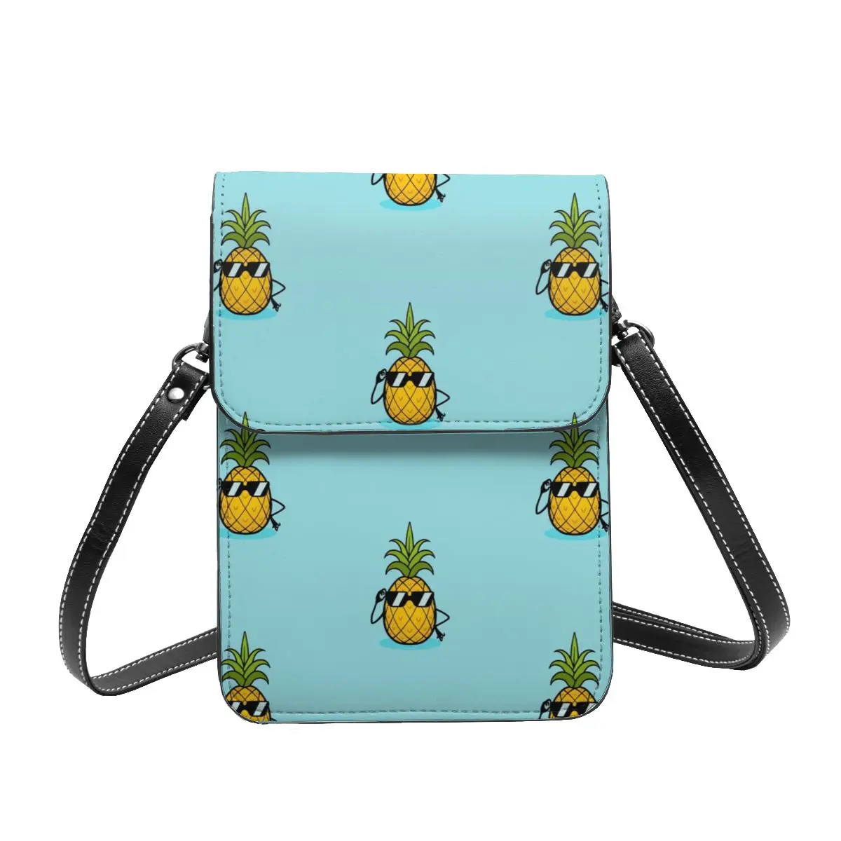 Ananas Pineapple Sunglasses Shoulder Bag Fruit Retro Leather Outdoor Mobile Phone Bag Female Gifts Bags