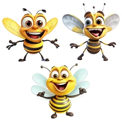 C211# Happy Bee Wall Sticker Kids Room Background Home Decoration Mural Living Room Wallpaper Funny Decal