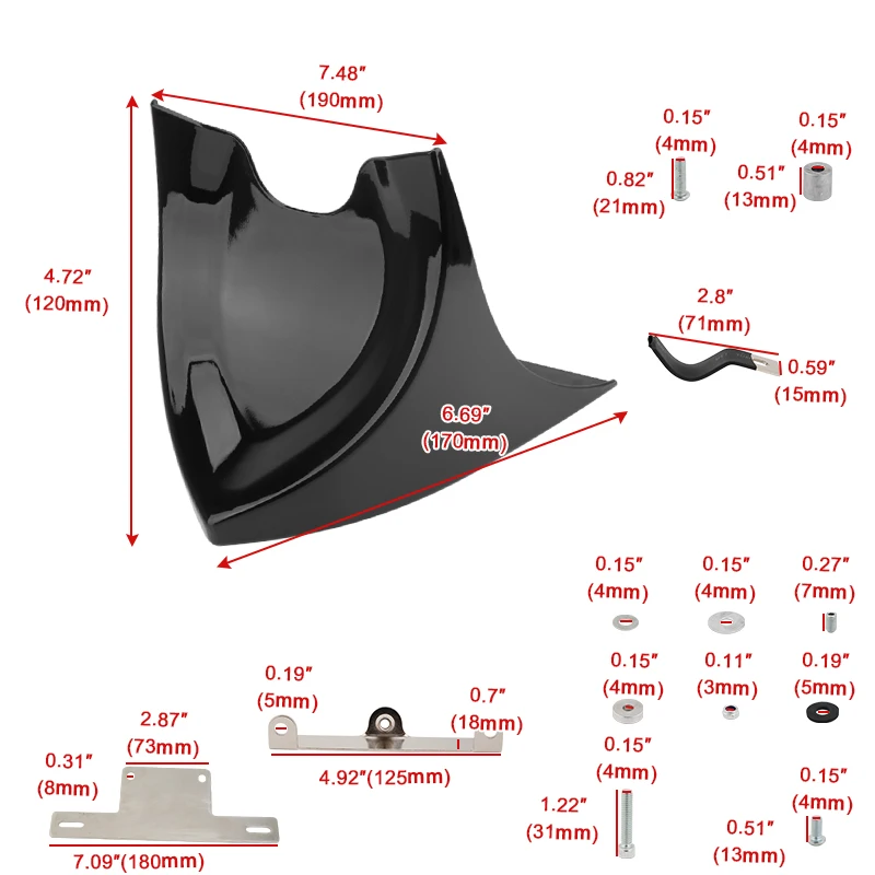 Motorcycle Gloss Matte Black Chin Lower Fairing Front Spoiler Air Dam Cover for Harley Kawasaki Honda Suzuki Yamaha Universal