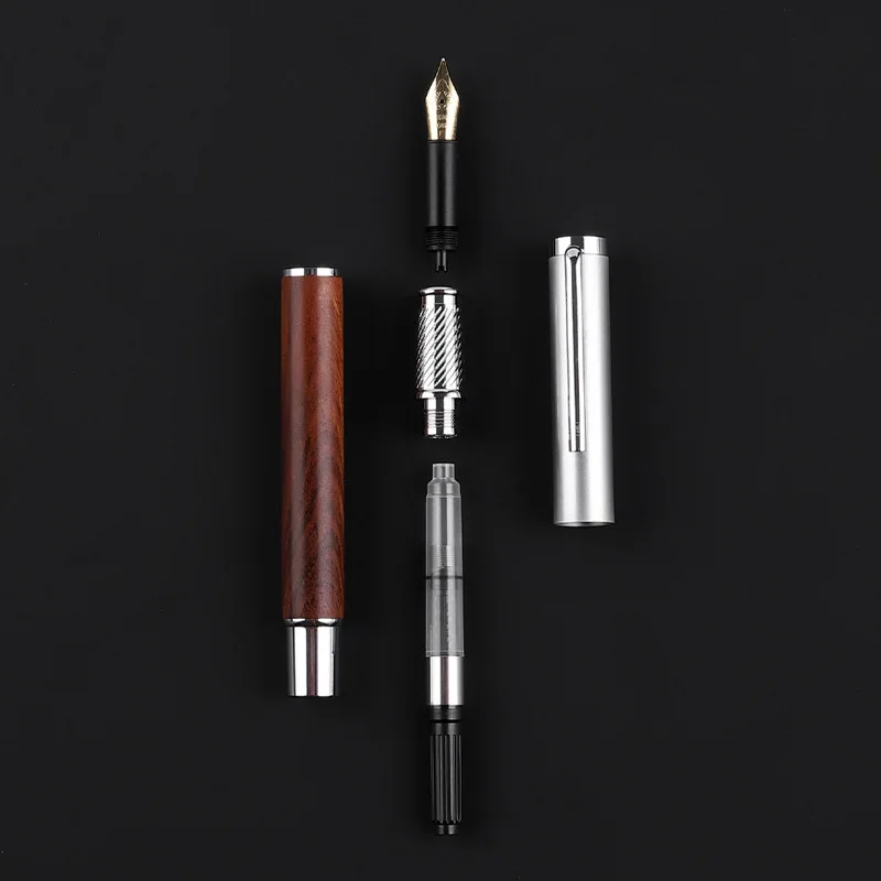 New high appearance level rosewood sandalwood Solid wood pen Solid wood Metal Art pen Student Business Pen gift set