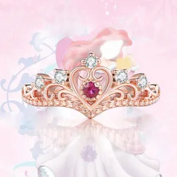 Princess Crown Dainty Rings For Teen Girls Women Luxury Crystal Moissanite Vintage Fairy Tale Ring Christmas Jewelry KBR212