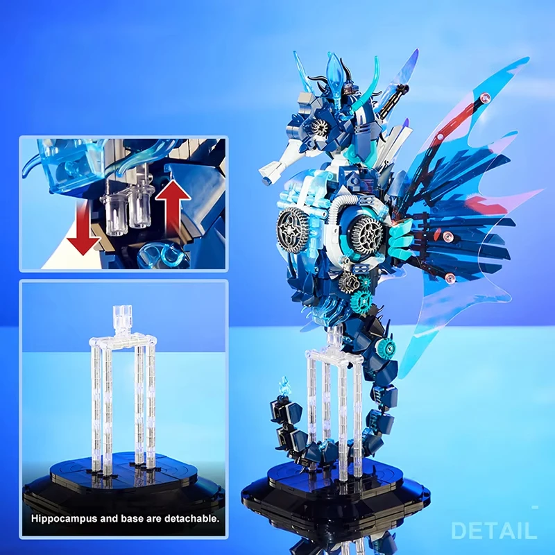 

1003pcs Ocean Animal Building Blocks Set Mechanical Seahorse NO.7011 Model DIY Desktop Decor Birthday Halloween Christmas gifts