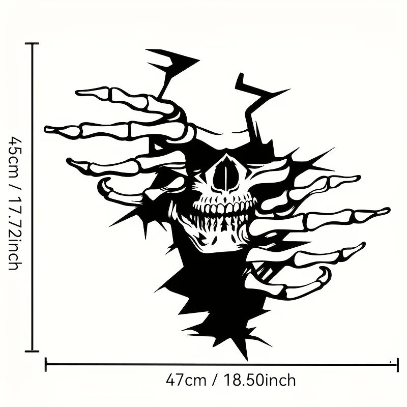 

1pc Skeleton Skull Crack Style Vinyl Sticker Waterproof UV Resistant Horror Decor Decal for Car Motorcycle Body Window