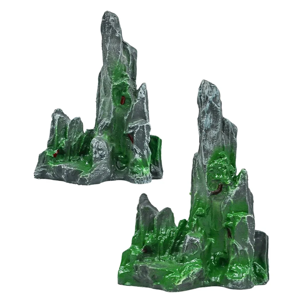 

2 Pcs Small Rockery Ornaments Micro Landscape Garden Decoration Mini Simulated Mountain Shape Pvc Dollhouse Accessories