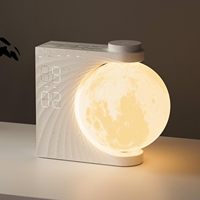 Colorful Atmosphere Moon Light Wake-up Light Breathing Light Three-speed Dimming Clock Dual Alarm Clock Timing White Noise