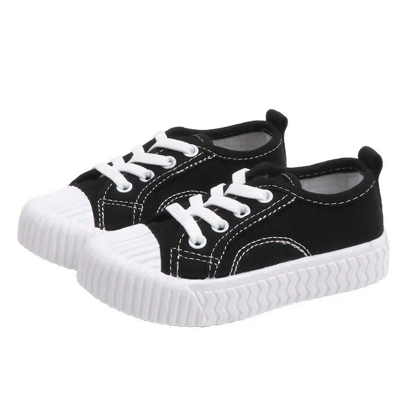 Children Canvas Sports Shoes Fashion Soft Soled Thick Flat Bottom Board Shoes Kids Solid Color Casual Sneakers Outdoor Non Slip