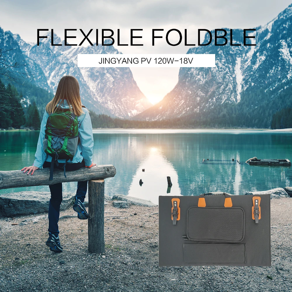 Foldable Solar Panel 60W 100W 120W 160W 200W 18V Portable Panel ETFE Layer Outdoor Power Supply Double USB Charger For Camping