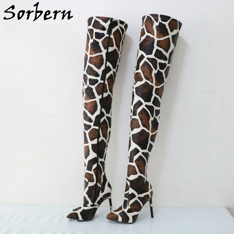 

Sorbern Giraffe Over The Knee Boots For Women High Heel Pointed Toe Fetish Long Boot Stilettos Custom Leg Width Or Slim Style