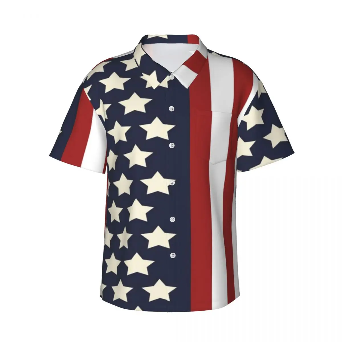 

Hawaiian Shirt Beach USA American Flag Blouses Patriotic Stars And Stripes Elegant Casual Shirts Men Short-Sleeved Stylish Tops