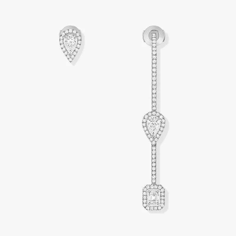 S925 Sterling Silver Fashion Water Drop Square Geometric Earrings My Twin Asymmetrical Diamond Earrings Official Website Jewelry