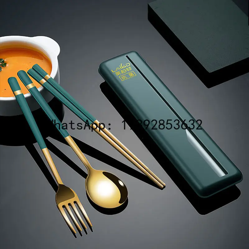 Lyy portable cutlery set - stainless steel single-serve utensil set with carrying case