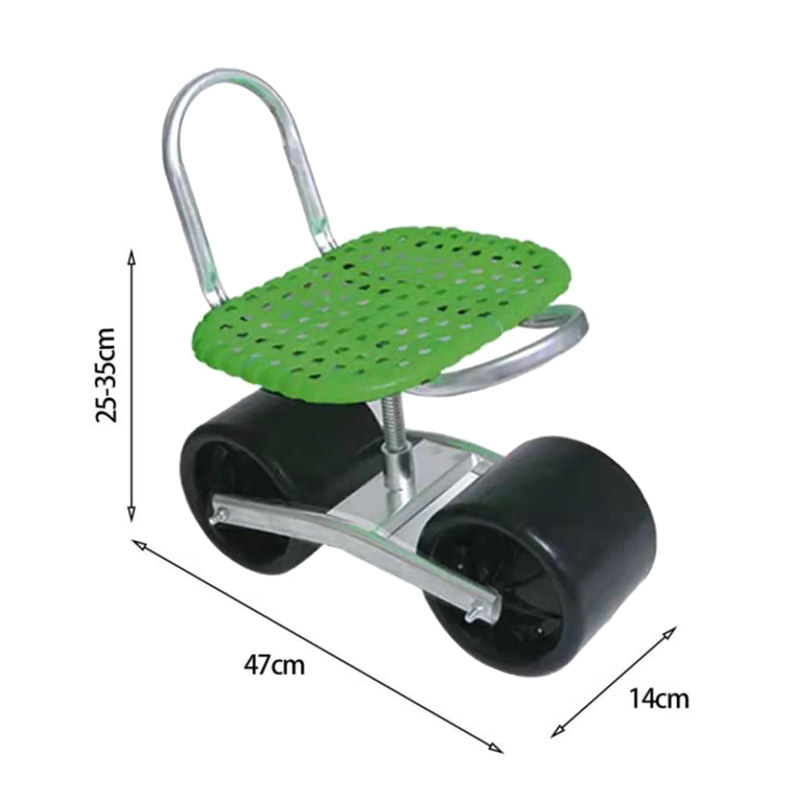 Adjustable Swivel 360° Rotating Working Seat Garden Trolley Rolling Rolling Stool Seat for Garden Greenhouse Lawns Yards