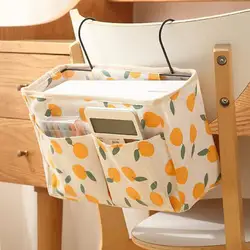 Hanging Organizer Hanging Bag Waterproof Large Capacity Cotton Orange Pattern Bedside for Bedroom