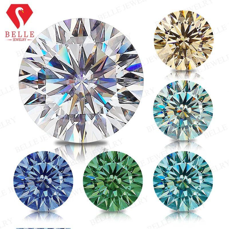 

Многоцветный муассанит круглой огранки, свободный бриллиантовый камень, 16 сердец и 16 стрел, драгоценный камень для обручального кольца, кулон, браслет, ожерелье