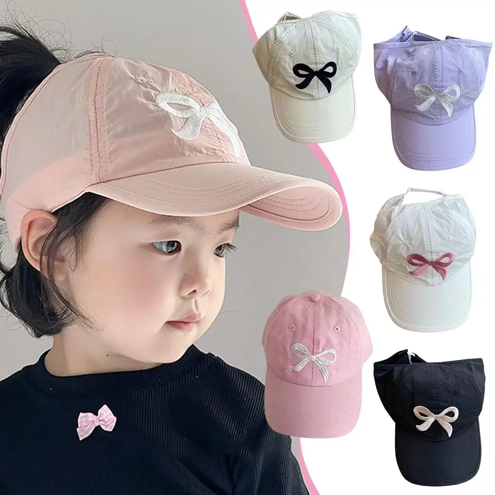 Sweet Bow Girl Baseball Caps High Ponytail Adjustable Travel Protection Capsule Children Hat Spring Summer Outdoor Cap Viso Q2H2