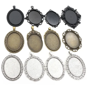 ใหม่แฟชั่น5Pcs 30X40มม.ขนาด5สีชุบดอกไม้สไตล์ Cabochon การตั้งค่าฐาน Charms จี้