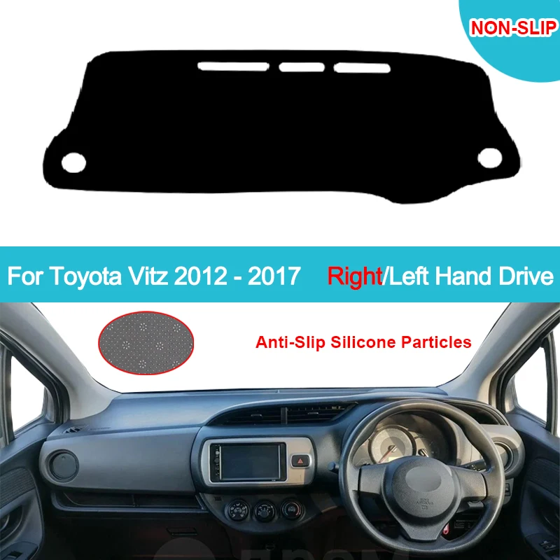 Car Dashboard Cover DashMat For Toyota Vitz 2012 - 2017 Flannel Suede Polyester Carpet Cape Protector Sun Shade