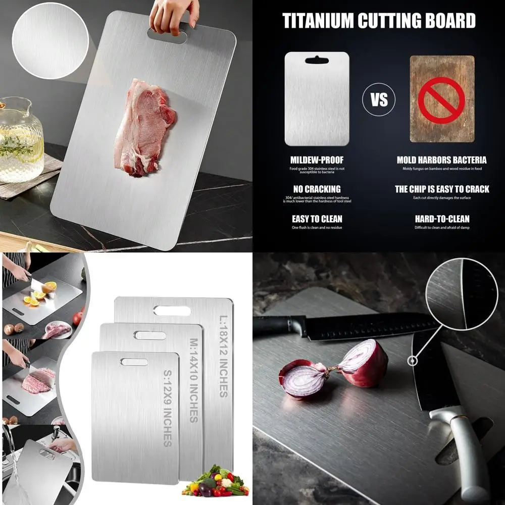 

Двусторонняя разделочная доска из титана и пшеничной соломы, пищевой класс, можно мыть в посудомоечной машине, легко чистится (18x12 дюймов)