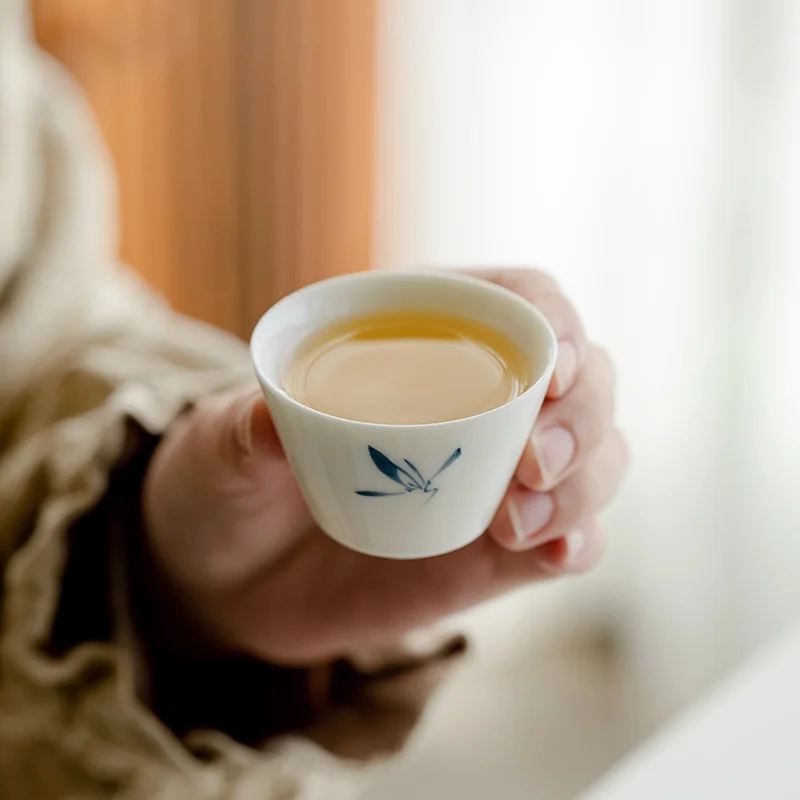 Boutique Hand-painted Butterfly Orchid Travel Tea Set Outdoor Ceramic Filter Mug With Handle 1 Pot 2 Cups Portable Tea Maker Set