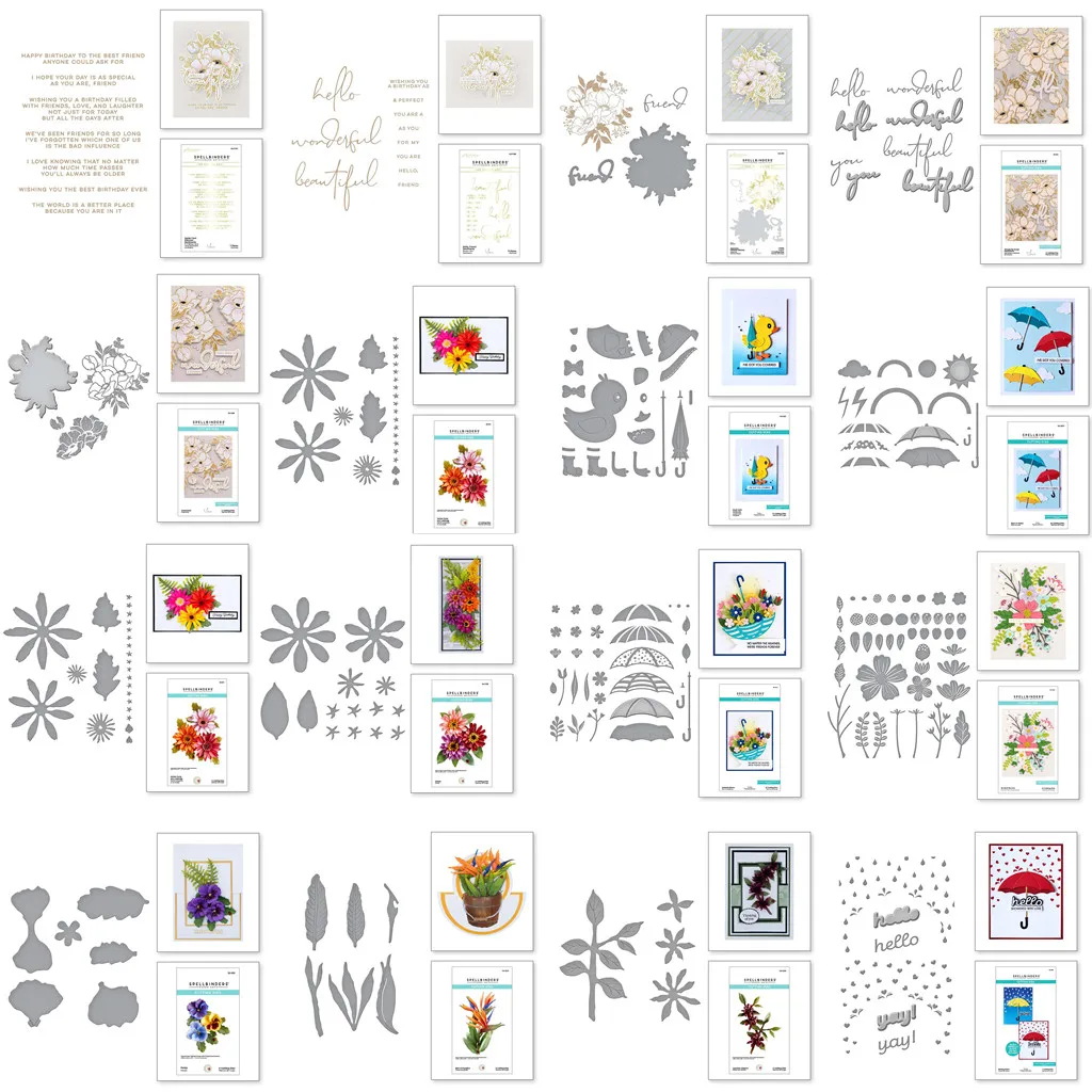 Flores guarda-chuva chuva brilho corte de metal dados folha quente diy scrapbook em relevo artesanato cartão de papel álbum artesanato modelo suprimentos