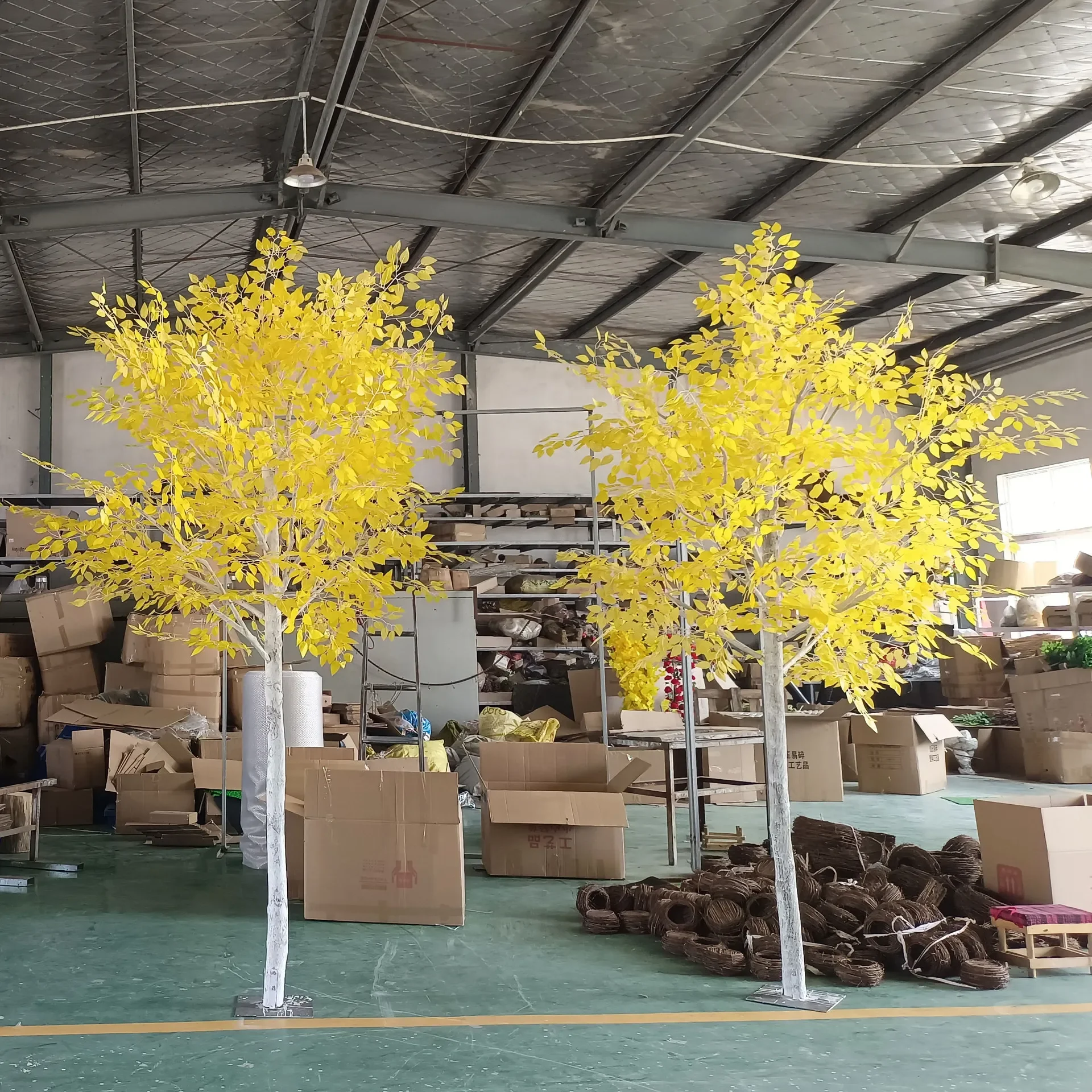 

Simulation golden banyan birch fake tree window decoration landscaping indoor and outdoor large landscape floor green plant