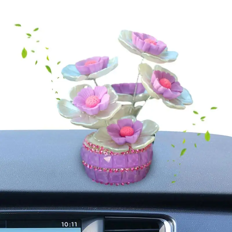 Flower Aroma Diffuser Universal Car Air Purifier Aromatherapy Ornament Multifunctional Flower Pot Car Air Freshener Reusable Car