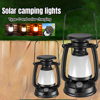 FLSTAR FIRE Portable Solar Lamp with Stepless Dimming Outdoor Camping Tent Lantern USB Rechargeable 3 Modes Waterproof Light