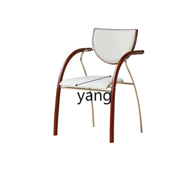 LMM Retro Solid Wood Dining Chair Simple Small Apartment Home Soft Bag Leisure Chair